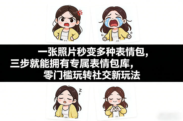 一张照片秒变多种表情包，三步就能拥有专属表情包库，零门槛玩转社交新玩法【文档】-创业网 - 最新网络创业项目与实战营销教程平台 | cye.cc