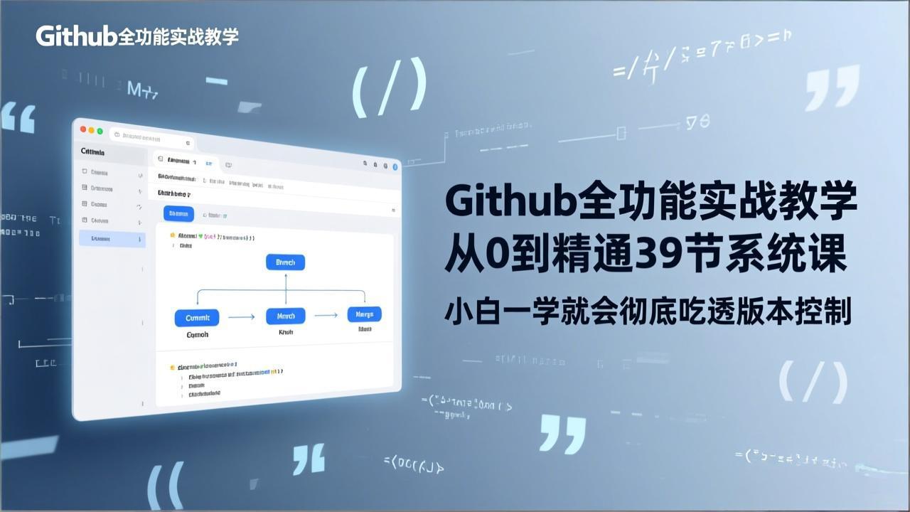 GitHub-全功能实战教学，从0到精通39节系统课，小白一学就会彻底吃透版本控制-创业网 - 最新网络创业项目与实战营销教程平台 | cye.cc
