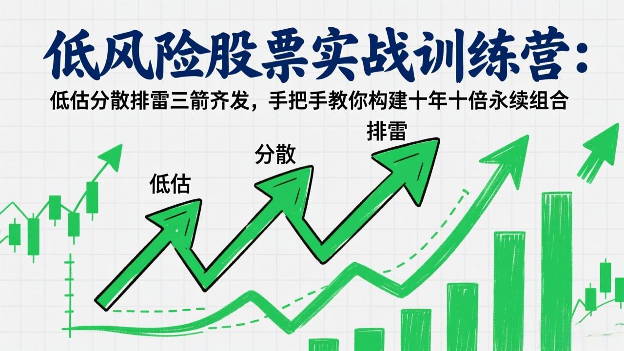 低风险股票实战训练营：低估分散排雷三箭齐发，手把手教你构建十年十倍永续组合-创业网 - 最新网络创业项目与实战营销教程平台 | cye.cc