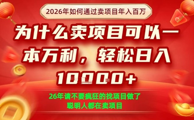 一单净利润1K+，26年想年入100个W，死磕卖项目就够了【揭秘】-创业网 - 最新网络创业项目与实战营销教程平台 | cye.cc