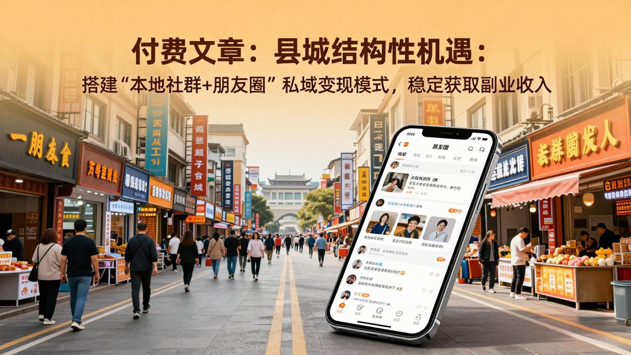 付费文章：县城结构性机遇：搭建“本地社群+朋友圈”私域变现模式，稳定获取副业收入-创业网 - 最新网络创业项目与实战营销教程平台 | cye.cc