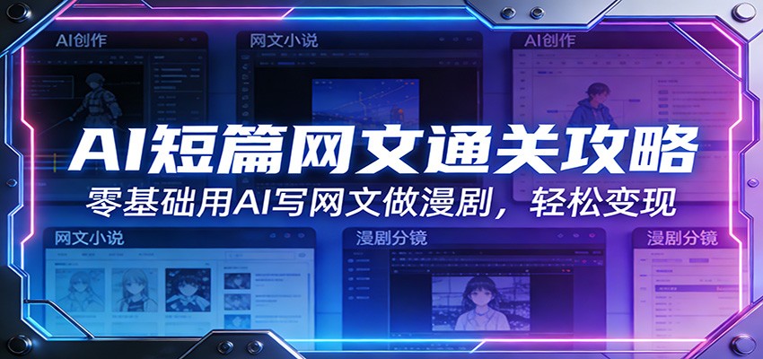AI短篇网文通关攻略：零基础用AI写网文做漫剧，轻松变现-创业网 - 最新网络创业项目与实战营销教程平台 | cye.cc