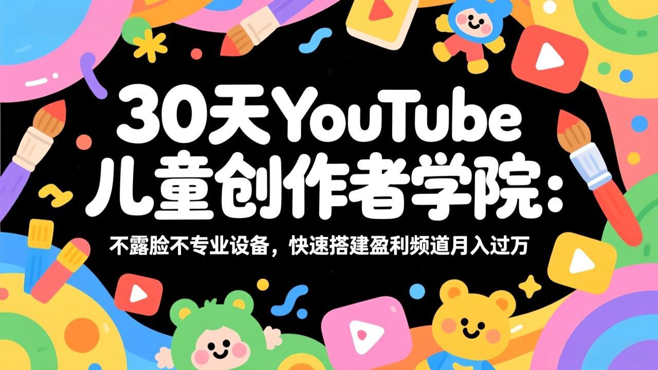 30天YouTube儿童创作者学院：不露脸不专业设备，快速搭建盈利频道月入过万-创业网 - 最新网络创业项目与实战营销教程平台 | cye.cc