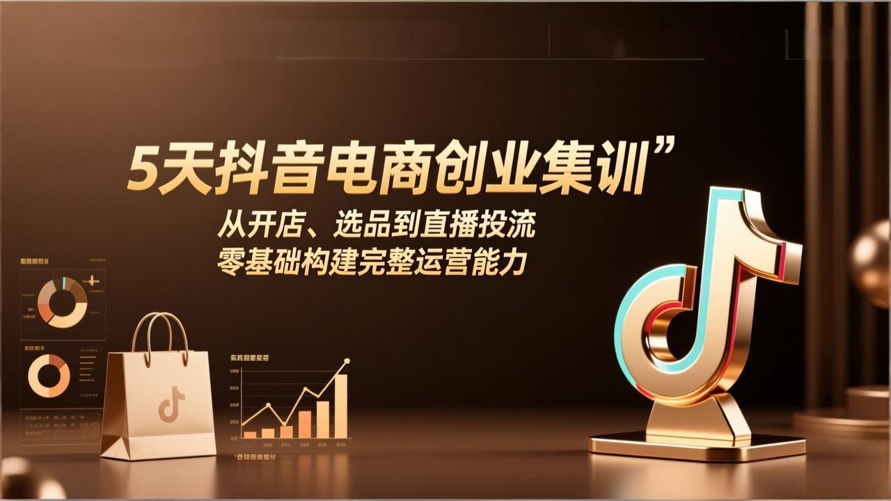 5天抖音电商创业集训：从开店、选品到直播投流，零基础构建完整运营能力-创业网 - 最新网络创业项目与实战营销教程平台 | cye.cc