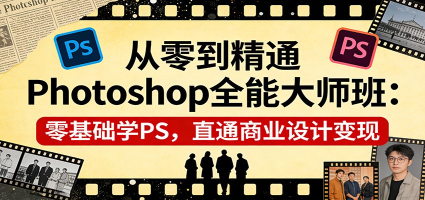 从零到精通Photoshop全能大师班：零基础学PS，直通商业设计变现-创业网 - 最新网络创业项目与实战营销教程平台 | cye.cc
