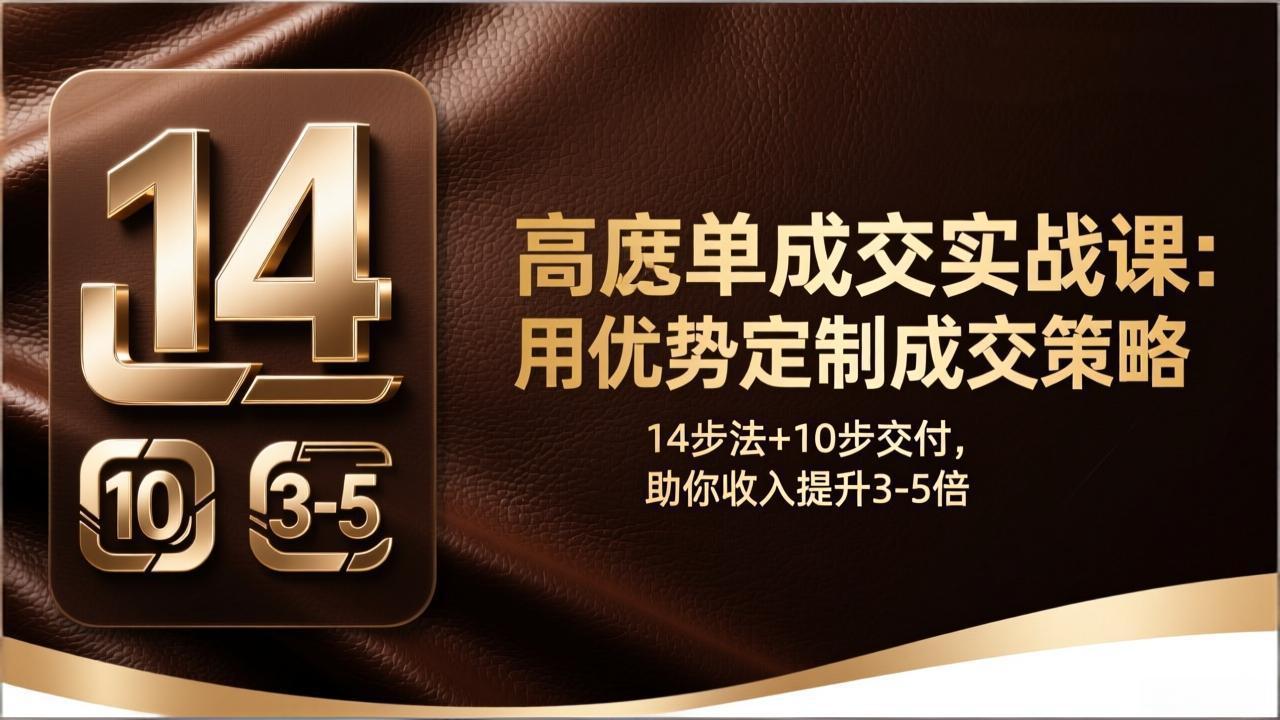 高客单成交实战课：用优势定制成交策略，14步法+10步交付，助你收入提升3-5倍-创业网 - 最新网络创业项目与实战营销教程平台 | cye.cc