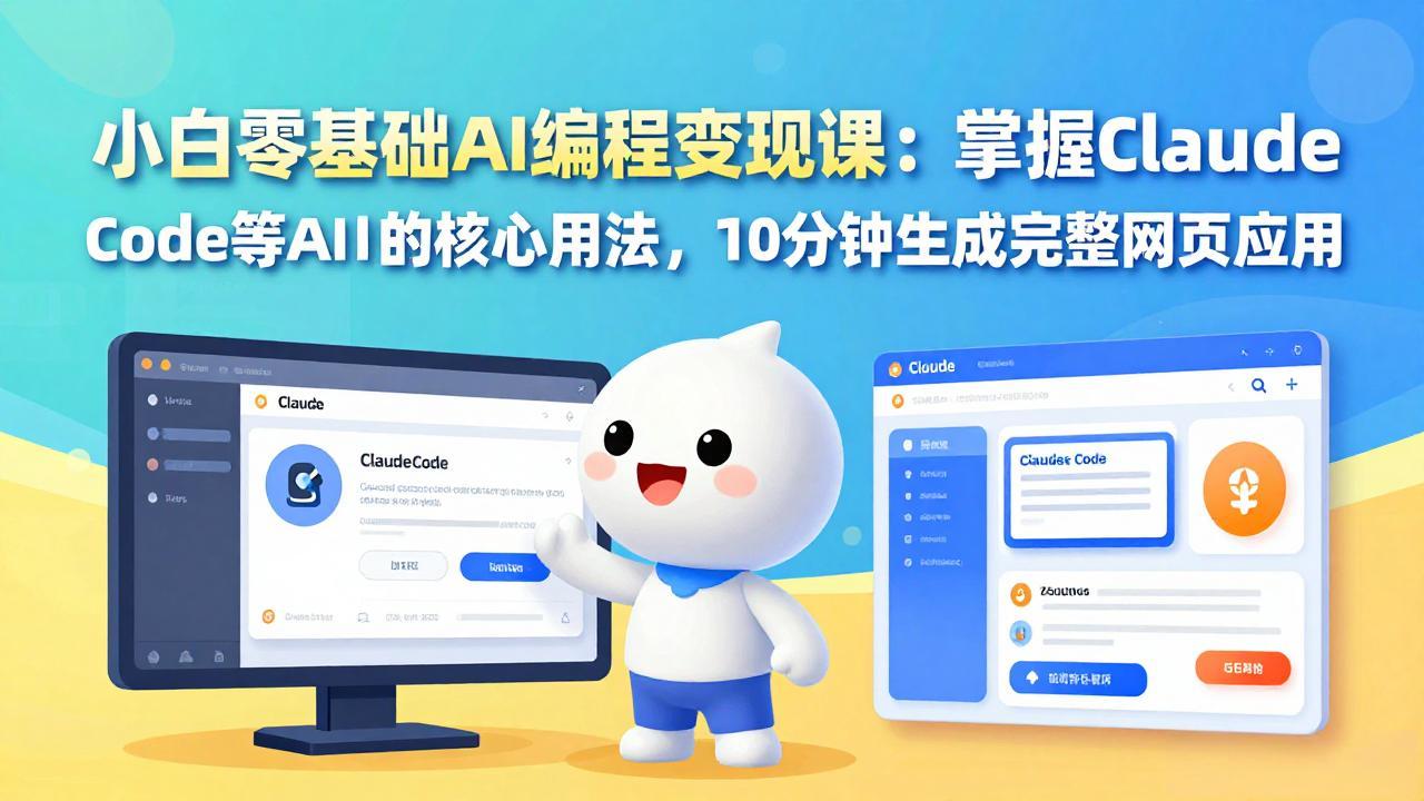 小白零基础AI编程变现课：掌握Claude Code等AI工具的核心用法，10分钟生成完整网页应用-创业网 - 最新网络创业项目与实战营销教程平台 | cye.cc