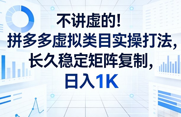 不讲虚的！拼多多虚拟类目实操打法，长久稳定矩阵复制，日入1K【揭秘】-创业网 - 最新网络创业项目与实战营销教程平台 | cye.cc
