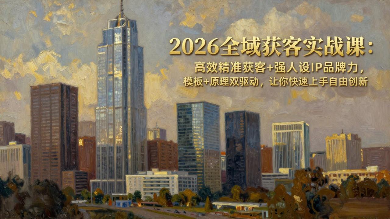 2026全域获客实战课：高效精准获客+强人设IP品牌力，模板+原理双驱动，让你快速上手自由创新-创业网 - 最新网络创业项目与实战营销教程平台 | cye.cc