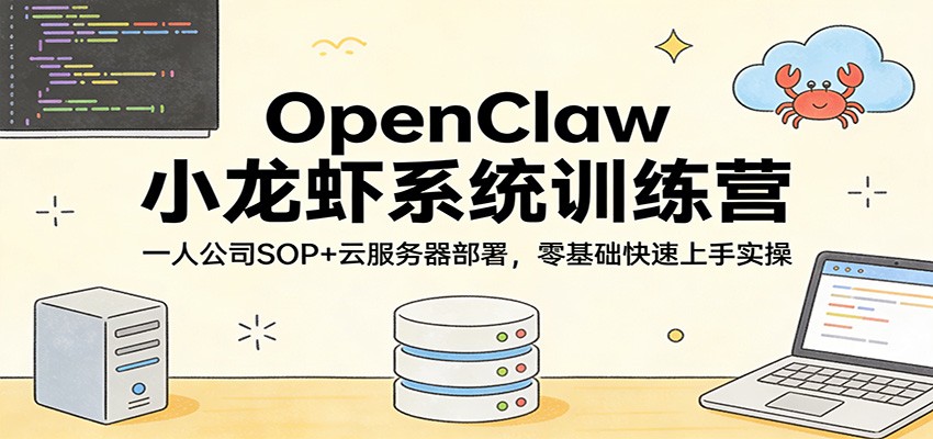 OpenClaw小龙虾系统训练营：一人公司SOP，云服务器部署，零基础快速上手实操-创业网 - 最新网络创业项目与实战营销教程平台 | cye.cc