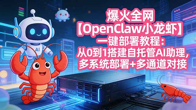 爆火全网【OpenClaw 小龙虾】一键部署教程：从0到1搭建自托管AI助理，多系统部署+多通道对接-创业网 - 最新网络创业项目与实战营销教程平台 | cye.cc