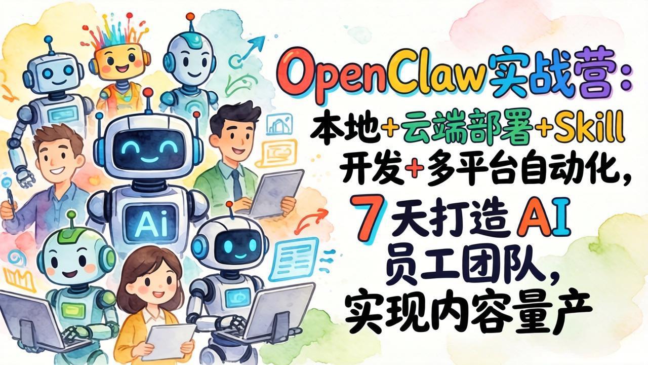 OpenClaw实战营：本地+云端部署+Skill开发+多平台自动化，7 天打造 AI 员工团队，实现内容量产-创业网 - 最新网络创业项目与实战营销教程平台 | cye.cc