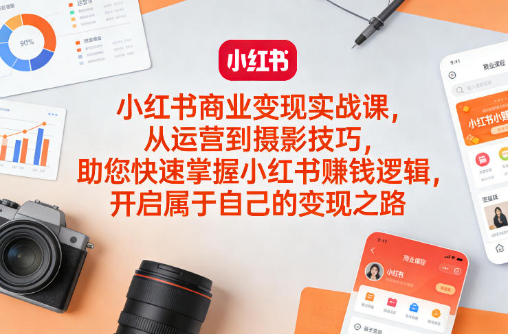 小红书商业变现实战课，从运营到摄影技巧，助您快速掌握小红书賺钱逻辑，开启属于自己的变现之路-创业网 - 最新网络创业项目与实战营销教程平台 | cye.cc