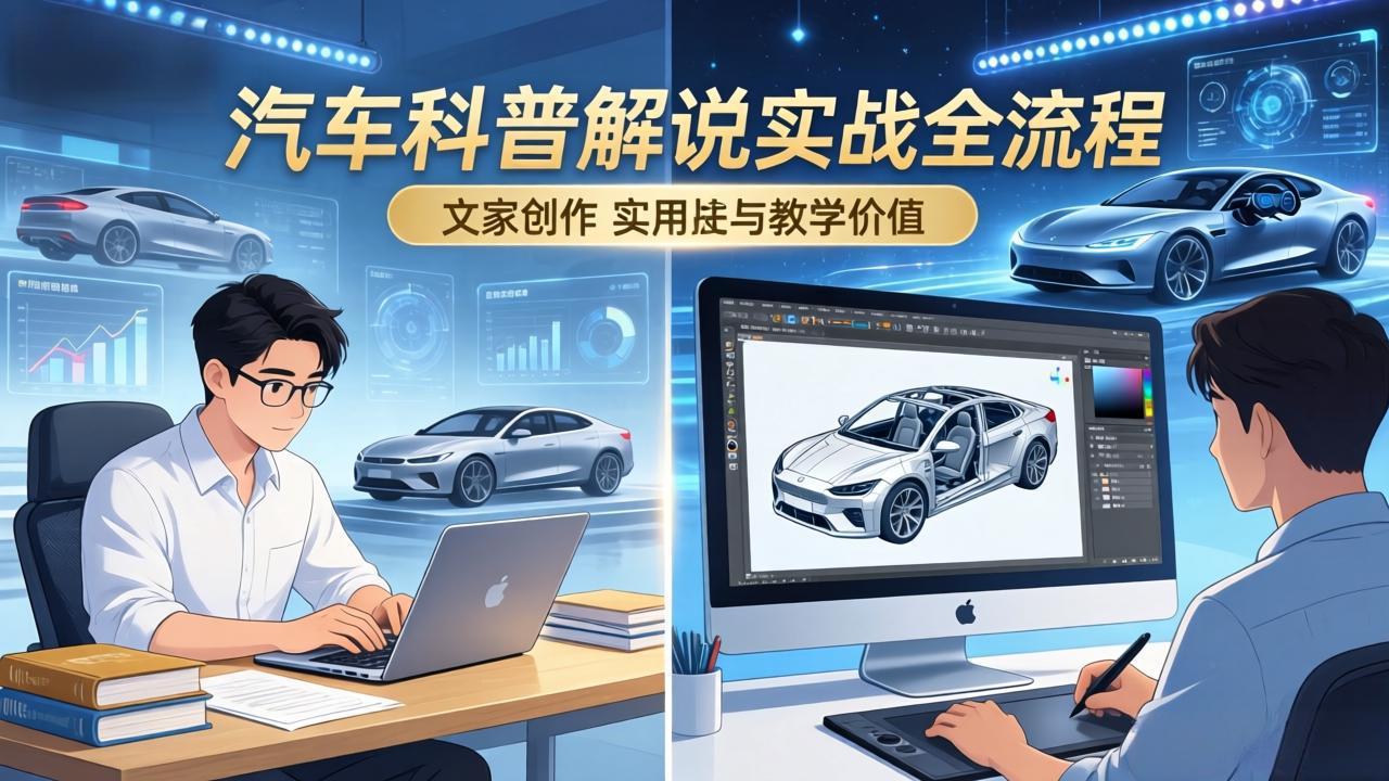 抖音汽车科普解说实战：文案+动画+画面处理+去水印全流程，打造专业汽车科普视频-创业网 - 最新网络创业项目与实战营销教程平台 | cye.cc