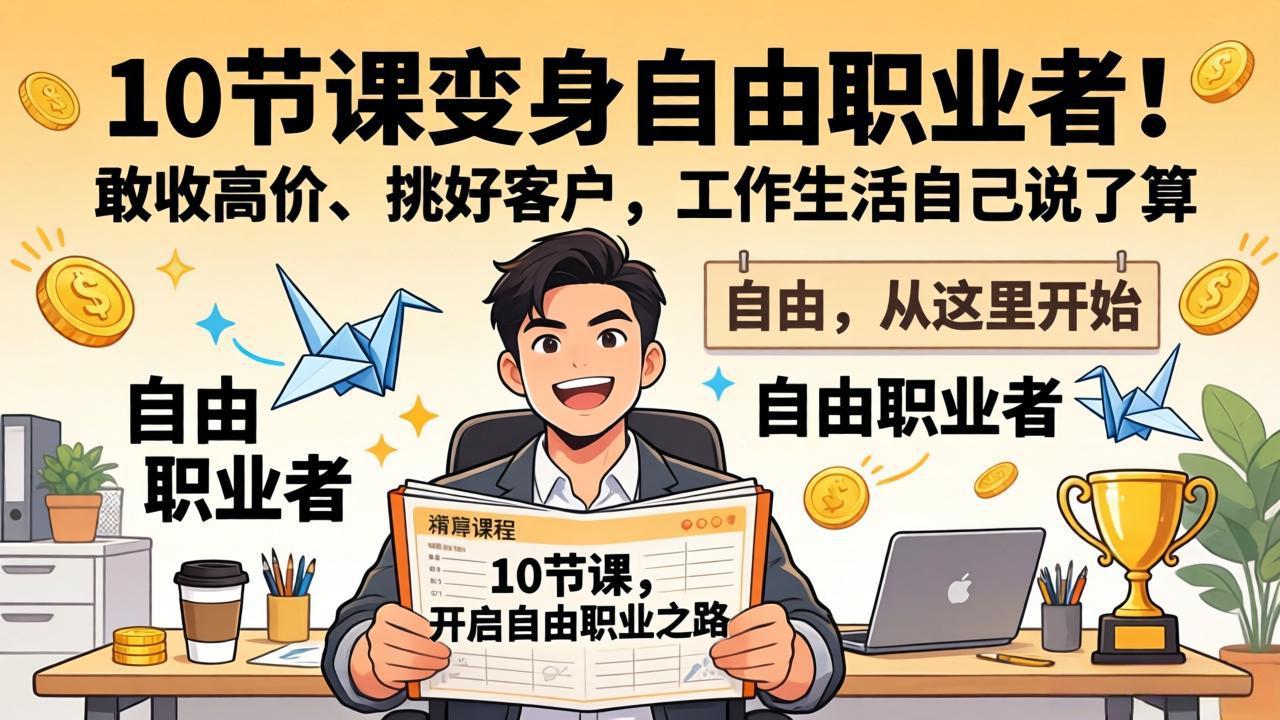 10 节课变身自由职业者！敢收高价、挑好客户，工作生活自己说了算-创业网 - 最新网络创业项目与实战营销教程平台 | cye.cc