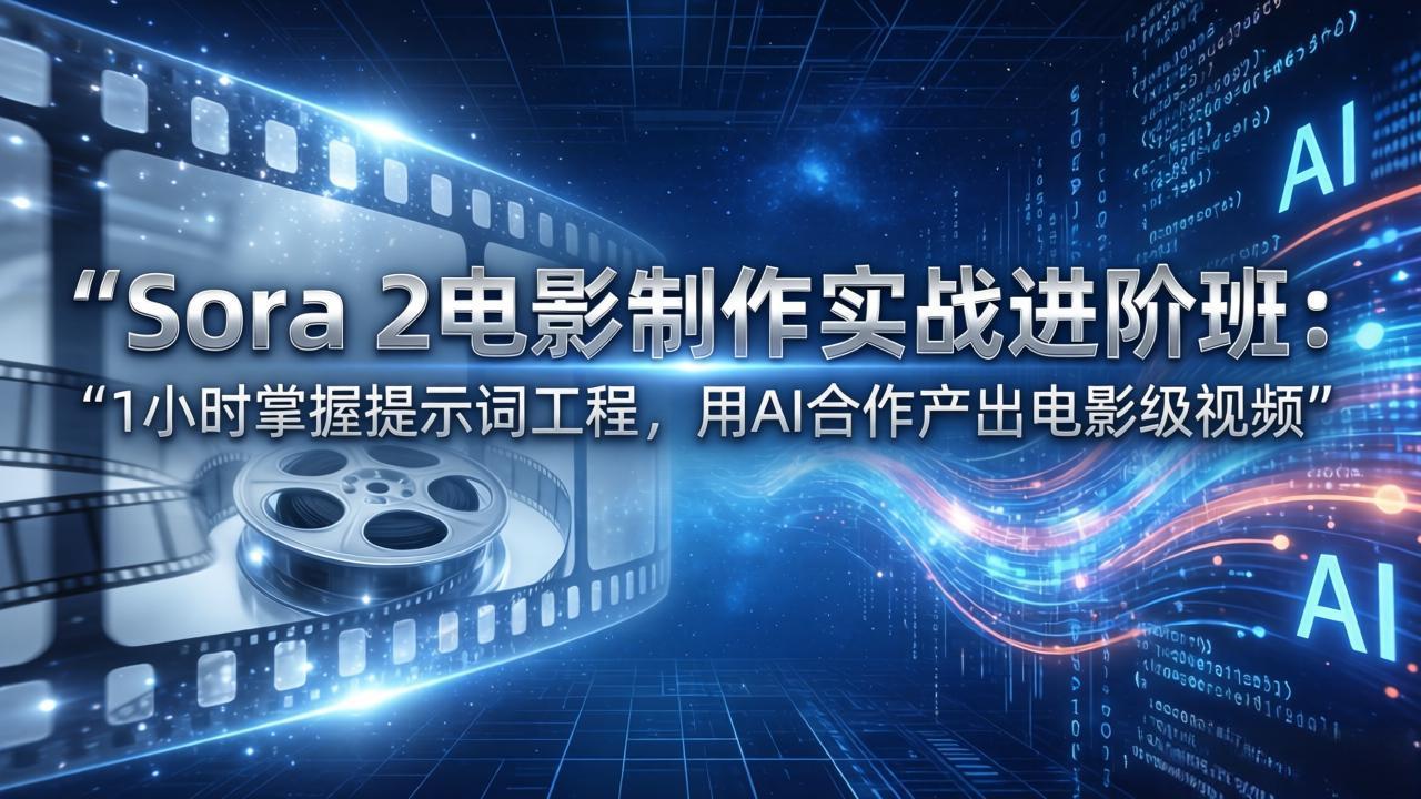 Sora 2电影制作实战进阶班：1小时掌握提示词工程，用AI合作产出电影级视频-创业网 - 最新网络创业项目与实战营销教程平台 | cye.cc