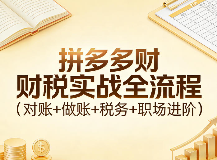 拼多多财税实战全流程(对账+做账+税务+职场进阶)-创业网 - 最新网络创业项目与实战营销教程平台 | cye.cc