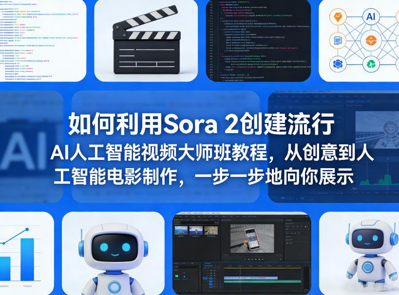 如何利用Sora 2创建流行AI人工智能视频大师班教程，从创意到人工智能电影制作，一步一步地向你展示-创业网 - 最新网络创业项目与实战营销教程平台 | cye.cc