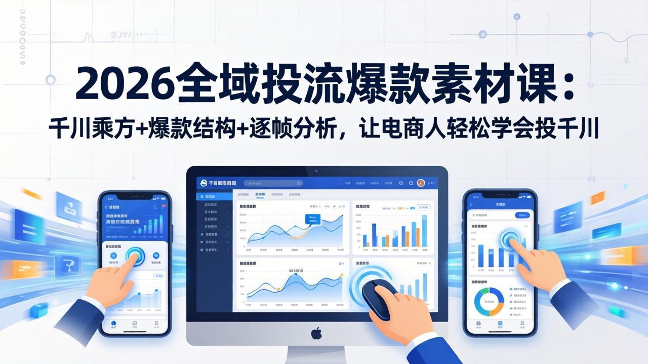 2026全域投流爆款素材课：千川乘方+爆款结构+逐帧分析，让电商人轻松学会投千川-创业网 - 最新网络创业项目与实战营销教程平台 | cye.cc