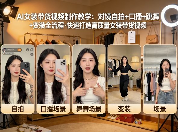 AI女装带货视频制作教学，对镜自拍、口播、跳舞、变装全流程，快速打造高质量女装带货视频-创业网 - 最新网络创业项目与实战营销教程平台 | cye.cc