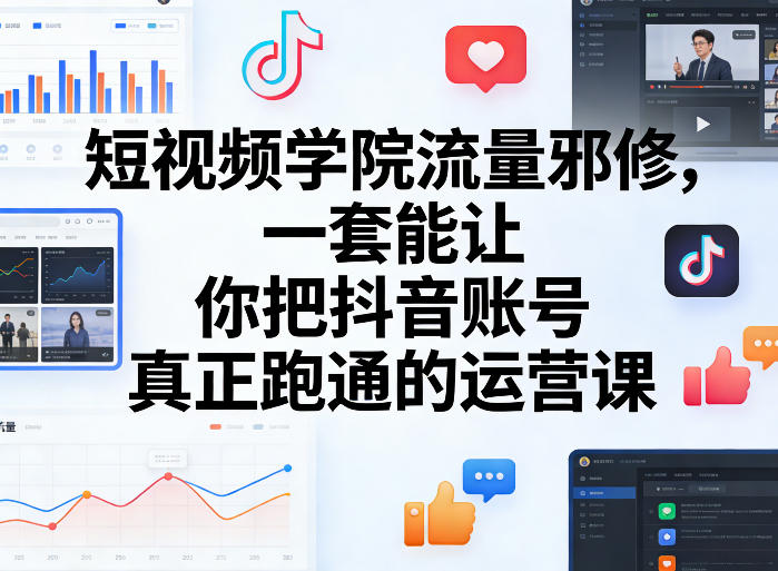 短视频学院流量邪修，一套能让你把抖音账号真正跑通的运营课-创业网 - 最新网络创业项目与实战营销教程平台 | cye.cc