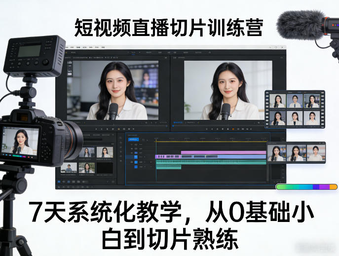 短视频直播切片训练营，7天系统化教学，从0基础小白到切片熟练-创业网 - 最新网络创业项目与实战营销教程平台 | cye.cc