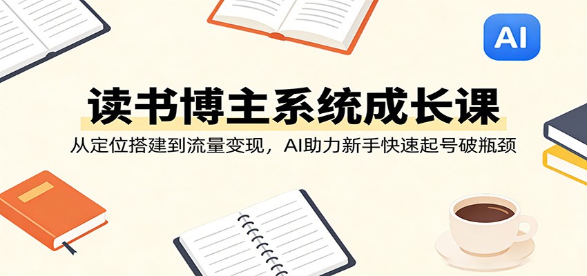 读书博主系统成长课：从定位搭建到流量变现，AI助力新手快速起号破瓶颈-创业网 - 最新网络创业项目与实战营销教程平台 | cye.cc