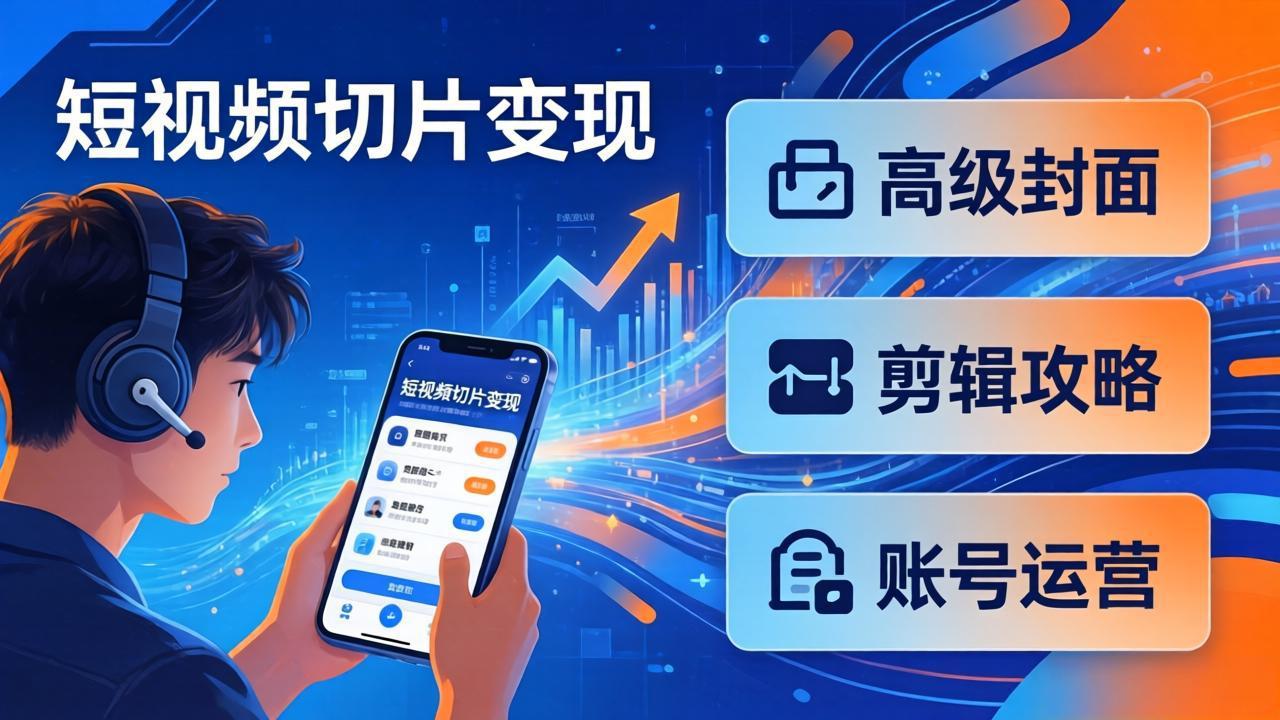 短视频切片变现速成班2.0：高级封面+剪辑攻略+账号运营，0基础小白快速入局副业-创业网 - 最新网络创业项目与实战营销教程平台 | cye.cc
