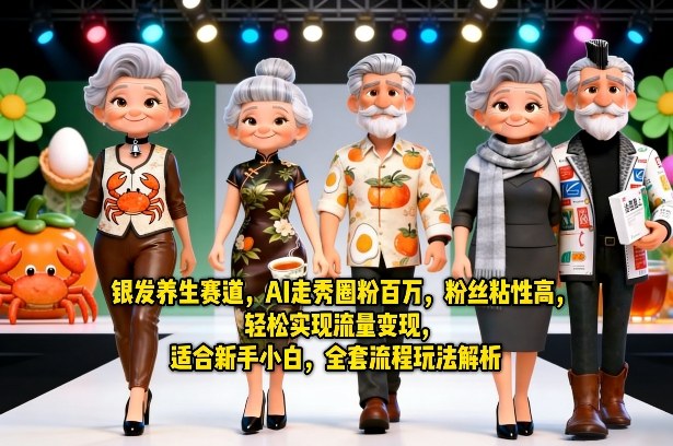 银发养生赛道，AI走秀圈粉百万，粉丝粘性高，轻松实现流量变现，适合新手小白，全套流程玩法解析-创业网 - 最新网络创业项目与实战营销教程平台 | cye.cc