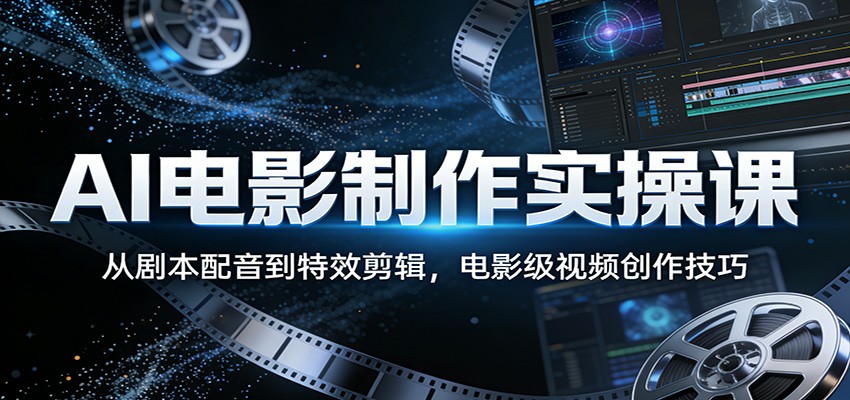 AI电影制作实操课：从剧本配音到特效剪辑，电影级视频创作技巧-创业网 - 最新网络创业项目与实战营销教程平台 | cye.cc