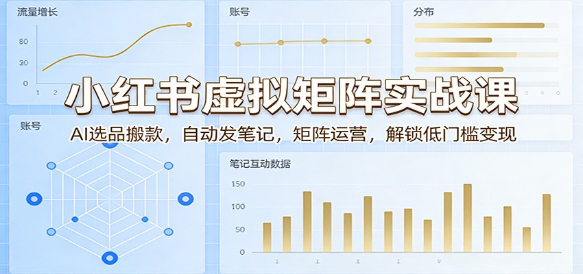 小红书虚拟矩阵实战课：AI选品搬款，自动发笔记，矩阵运营，解锁低门槛变现-创业网 - 最新网络创业项目与实战营销教程平台 | cye.cc