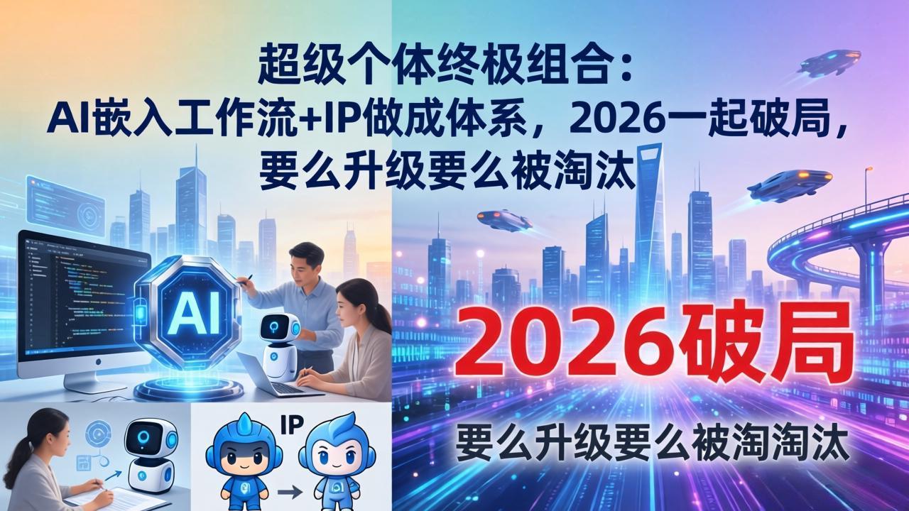 超级个体终极组合：AI嵌入工作流+IP做成体系，2026一起破局，要么升级要么被淘汰-创业网 - 最新网络创业项目与实战营销教程平台 | cye.cc