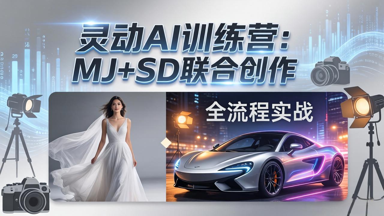 灵动AI训练营-3.0课程：MJ+SD联合创作，从婚纱大片到汽车广告，摄影后期全流程实战-创业网 - 最新网络创业项目与实战营销教程平台 | cye.cc