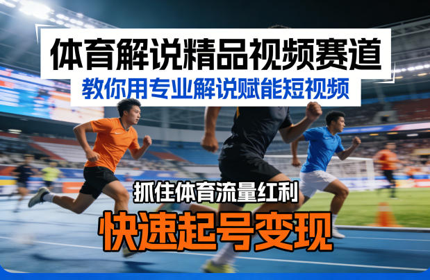 体育解说精品视频赛道，教你用专业解说赋能短视频，抓住体育流量红利，快速起号变现-创业网 - 最新网络创业项目与实战营销教程平台 | cye.cc
