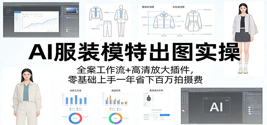 AI服装模特出图实操：全案工作流+ 高清放大插件，零基础上手一年省下百万拍摄费-创业网 - 最新网络创业项目与实战营销教程平台 | cye.cc