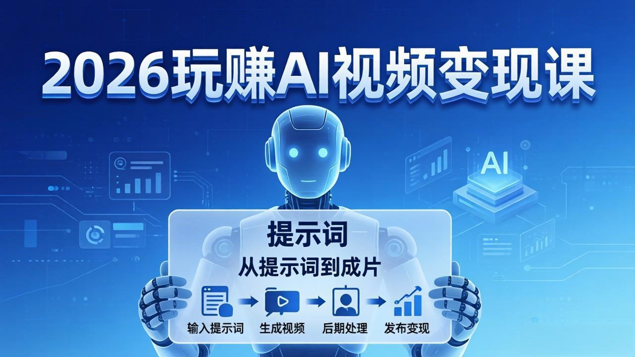 2026玩赚AI视频变现课：掌握 AI 视频全流程技能，从提示词到成片高效产出-创业网 - 最新网络创业项目与实战营销教程平台 | cye.cc