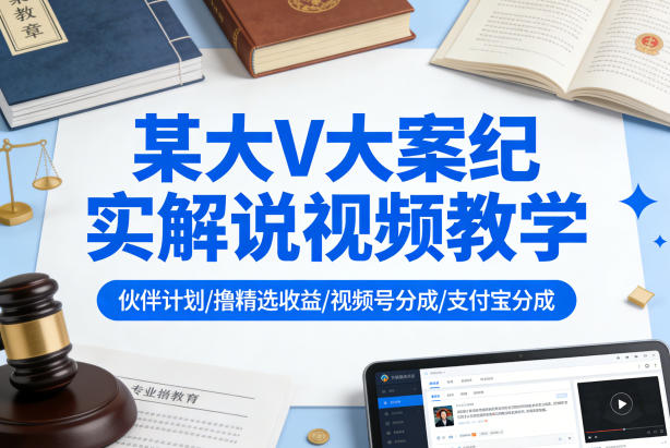 某大V大案纪实解说视频教学，可做伙伴计划、撸精选收益，视频号和支付宝分成计划均可-创业网 - 最新网络创业项目与实战营销教程平台 | cye.cc