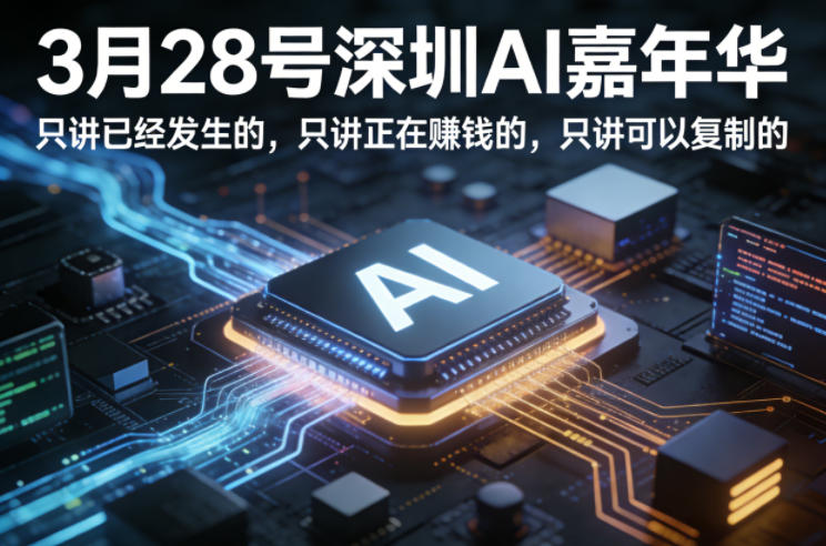 3月28号深圳AI嘉年华，只讲已经发生的，只讲正在賺钱的，只讲可以复制的-创业网 - 最新网络创业项目与实战营销教程平台 | cye.cc