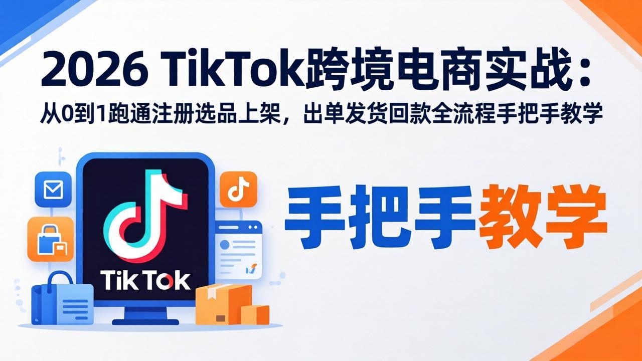 2026TikTok跨境电商实战：从0到1跑通注册选品上架，出单发货回款全流程手把手教学-创业网 - 最新网络创业项目与实战营销教程平台 | cye.cc