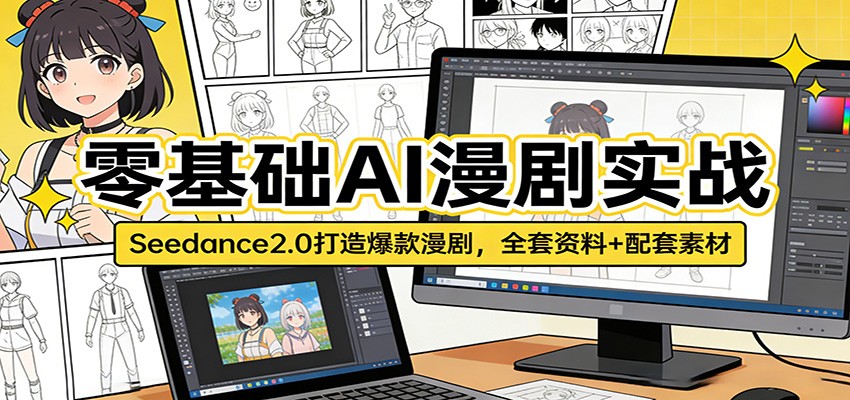 零基础AI漫剧实战：Seedance2.0打造爆款漫剧，全套资料+配套素材-创业网 - 最新网络创业项目与实战营销教程平台 | cye.cc