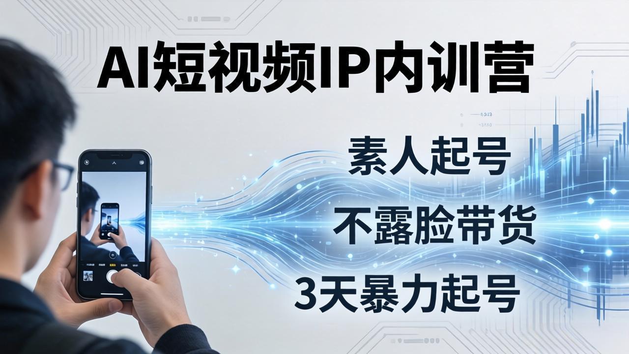 2026AI短视频IP内训营：从素人起号到不露脸带货，3天暴力起号全流程拆解-创业网 - 最新网络创业项目与实战营销教程平台 | cye.cc