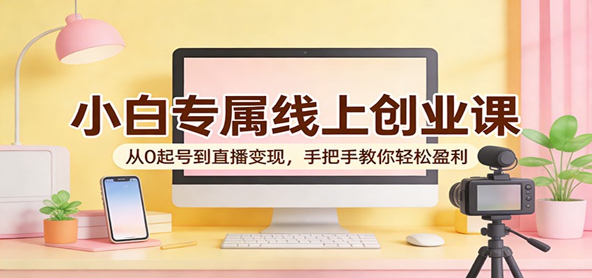 小白专属线上创业课：从0起号到直播变现，手把手教你轻松盈利-创业网 - 最新网络创业项目与实战营销教程平台 | cye.cc