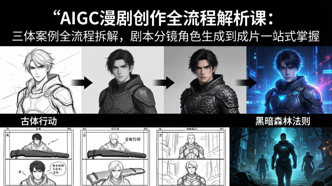AIGC漫剧创作全流程解析课：三体案例全流程拆解，剧本分镜角色生成到成片一站式掌握-创业网 - 最新网络创业项目与实战营销教程平台 | cye.cc