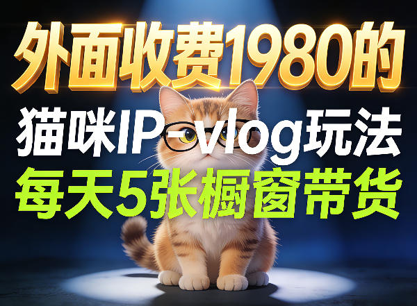 宠物赛道猫咪IP-vlog玩法，26条视频涨粉29W，每天5张橱窗带货拆解-创业网 - 最新网络创业项目与实战营销教程平台 | cye.cc