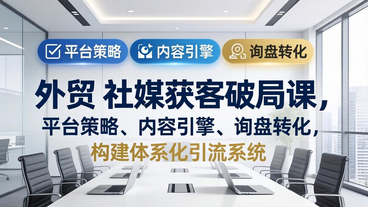外贸 社媒获客破局课，平台策略、内容引擎、询盘转化，构建体系化引流系统(更新26年3月-创业网 - 最新网络创业项目与实战营销教程平台 | cye.cc