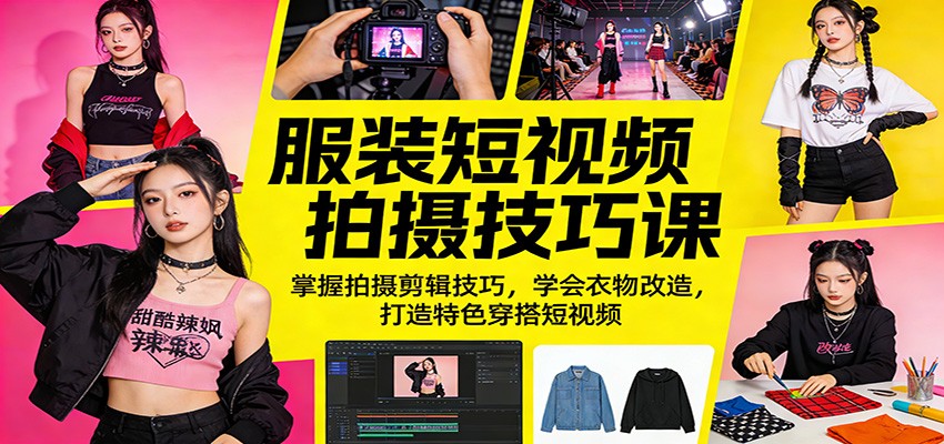 服装短视频拍摄技巧课：掌握拍摄剪辑技巧，学会衣物改造，打造特色穿搭短视频-创业网 - 最新网络创业项目与实战营销教程平台 | cye.cc
