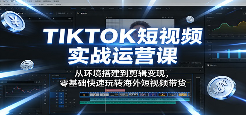 TIKTOK短视频实战运营课：从环境搭建到剪辑变现，零基础快速玩转海外短视频带货-创业网 - 最新网络创业项目与实战营销教程平台 | cye.cc