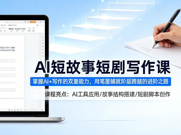 AI短故事短剧写作课，掌握AI+写作的双重能力，用笔墨铺就阶层跨越的进阶之路-创业网 - 最新网络创业项目与实战营销教程平台 | cye.cc