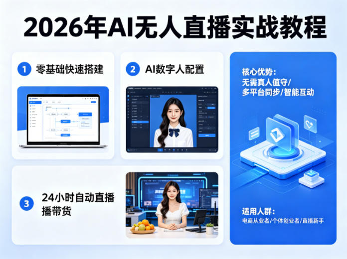 2026年AI无人直播实战教程，零基础也能快速搭建AI数字人无人直播间，实现24小时自动直播带货-创业网 - 最新网络创业项目与实战营销教程平台 | cye.cc