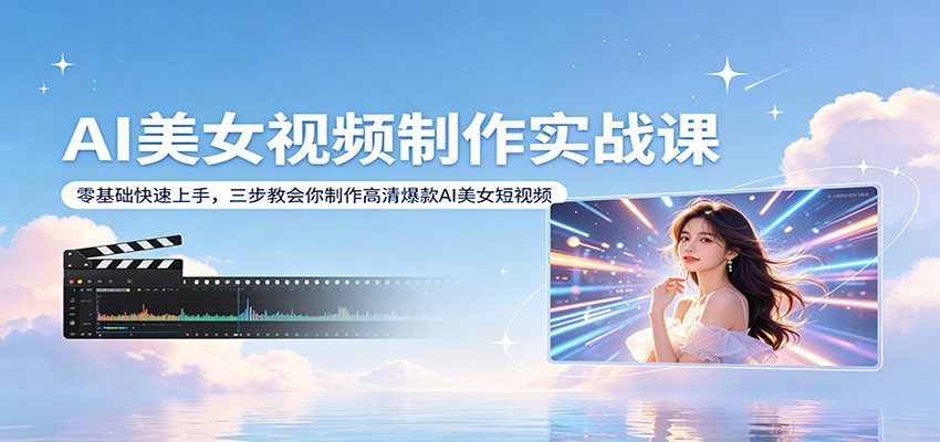 AI美女视频制作实战课：零基础快速上手，三步教会你制作高清爆款AI美女短视频-创业网 - 最新网络创业项目与实战营销教程平台 | cye.cc